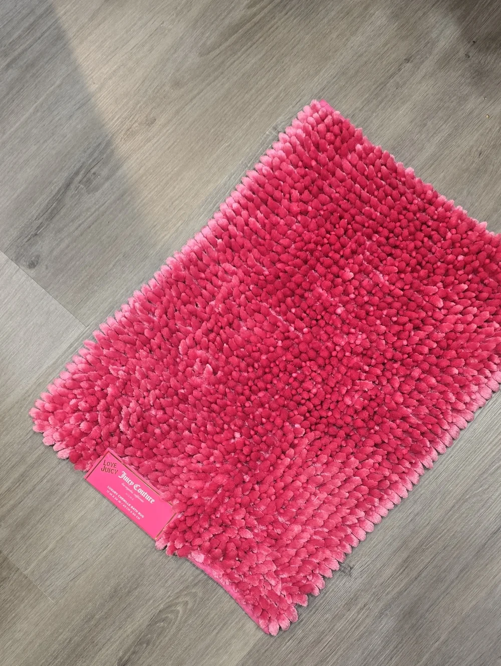 Juicy Couture Home Luxury Chenille Bath Rug- Pink- Sm